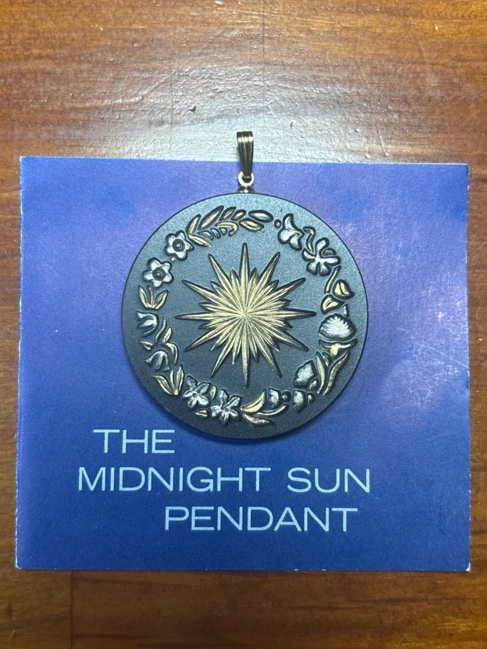 Franklin Mint THE MIDNIGHT SUN Pendant Gold & Platinum on Black Porcelain